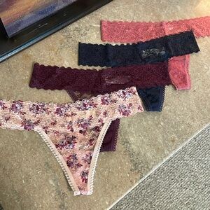 Set of four lacy thong underwear